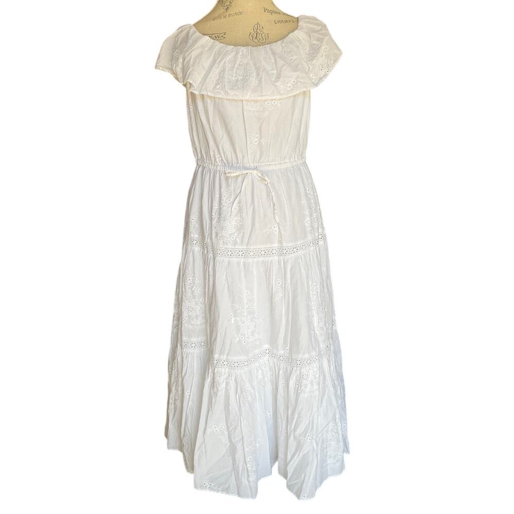 Lauren Ralph Lauren Cotton Off-the-Shoulder Tiered Dress Size 8 NWT